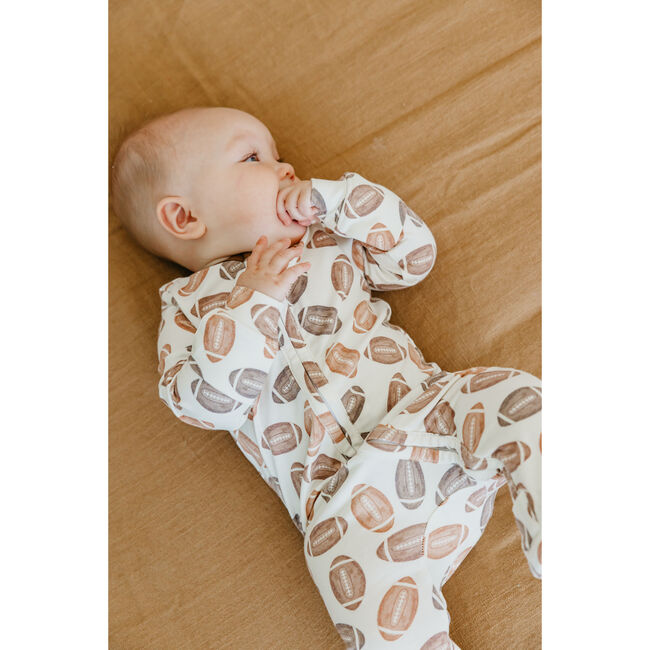 Blitz Print 2-Way Zip-Up Footie, Brown - Footie Pajamas - 2