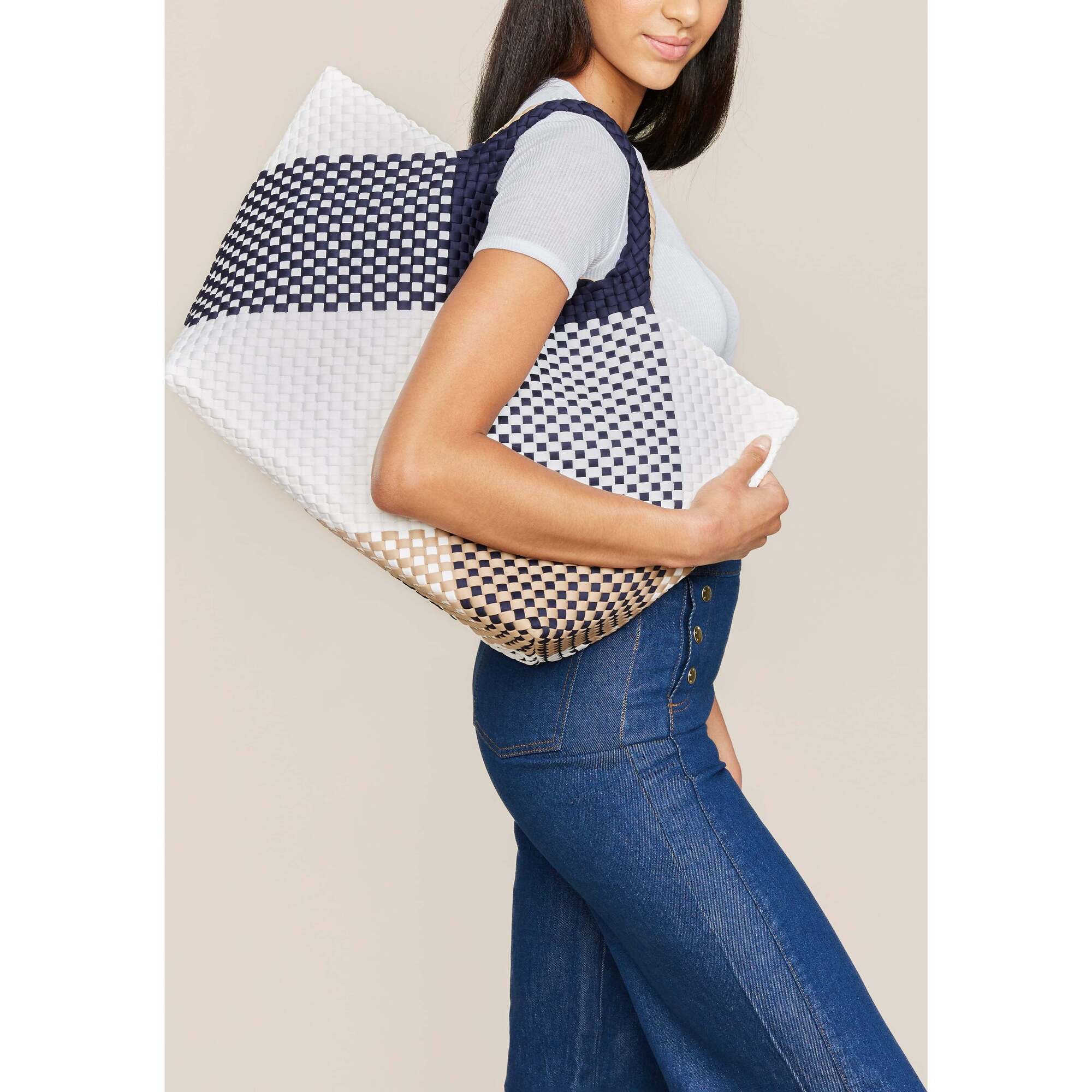 Women's St. Barths Large Handwoven Tote Graphic Geo