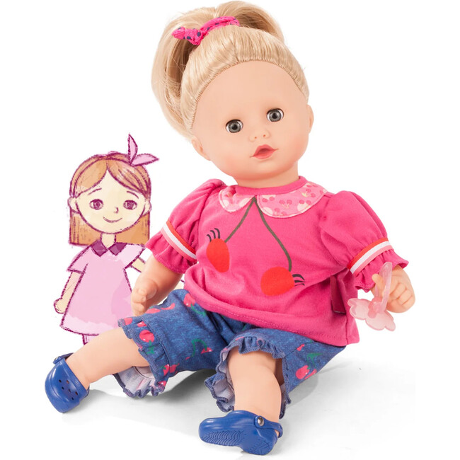 Gotz Muffin Cherry Kiss 13" Soft Baby Doll with Blonde Hair to Wash & Style