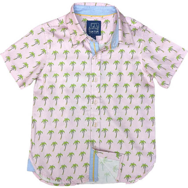 Pink Palms Shirt Short Sleeves