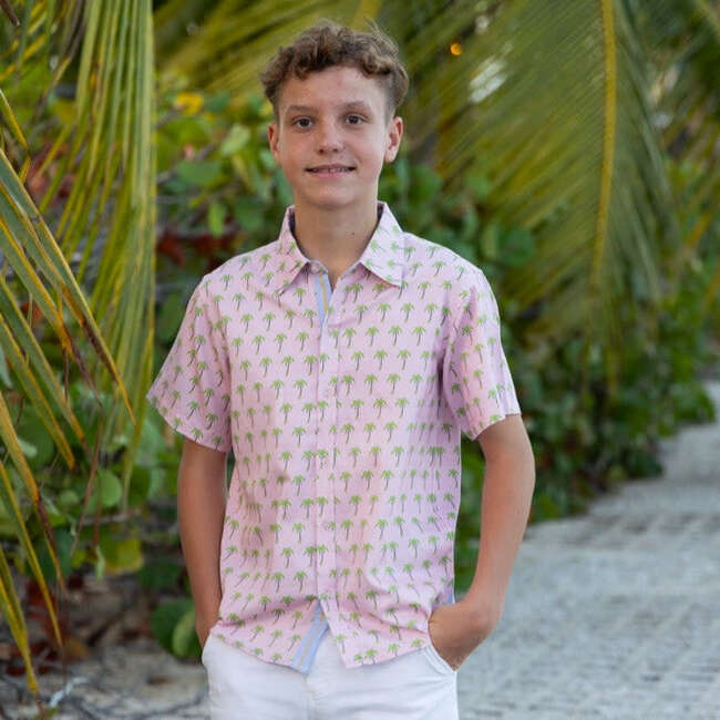 Pink Palms Shirt Short Sleeves - Shirts - 2