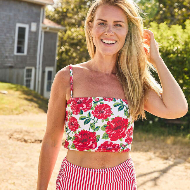 Courtney Tankini Top, Red Peonies - Two Pieces - 2