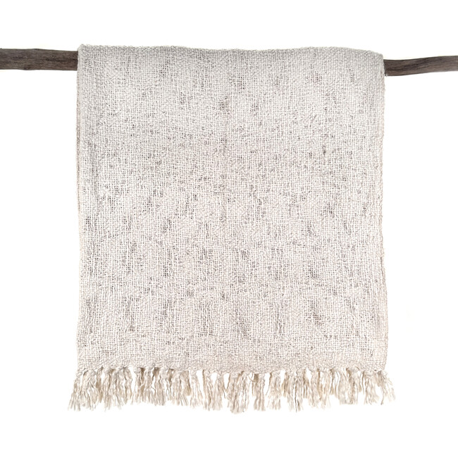 The Nascent Textured Oxford Throw Blanket, Cream