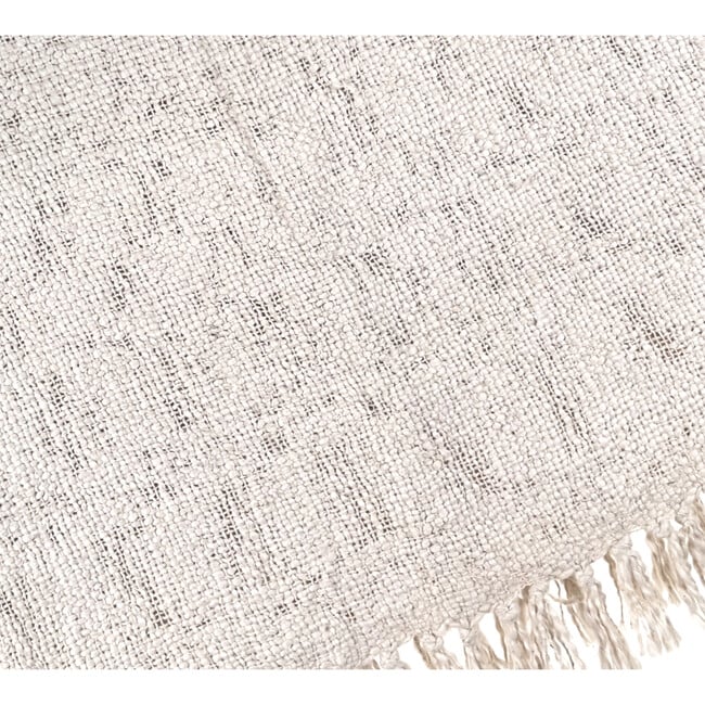 The Nascent Textured Oxford Throw Blanket, Cream - Throws - 4