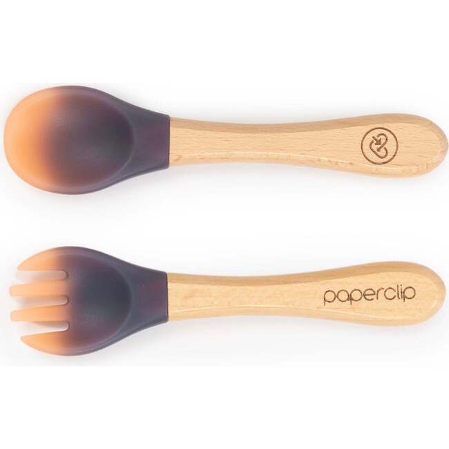 Color-Changing Silicone Spork & Spoon Set, Purple