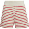 Women's Lea Double-Knit Stripe Short, Ivory & Tomato - Shorts - 1 - thumbnail