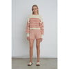 Women's Lea Double-Knit Stripe Short, Ivory & Tomato - Shorts - 2