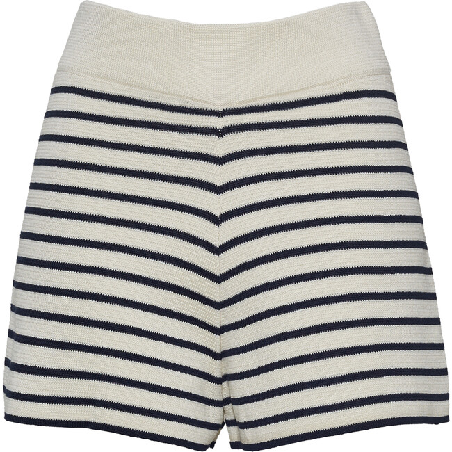 Women's Lea Double-Knit Stripe Short, Ivory & Navy