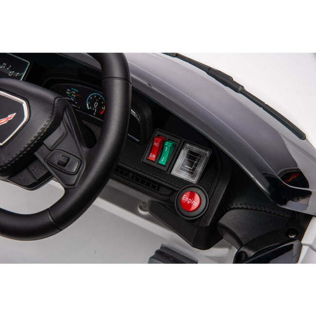 12V Chevrolet Corvette C8 1-Seater Kids Ride-On Car (White) - Ride-Ons - 5