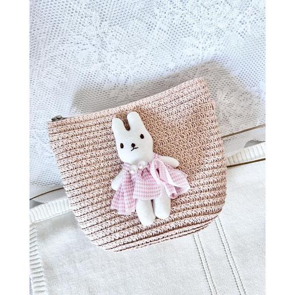 Pink Straw Bunny Purse - Bags - 3