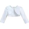 Cropped Satin Cardigan, White - Cardigans - 1 - thumbnail