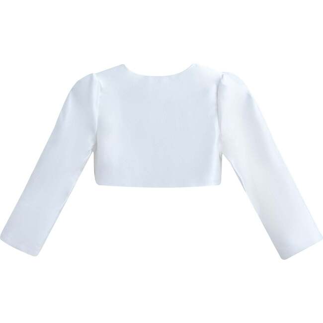 Cropped Satin Cardigan, White - Cardigans - 2