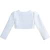 Cropped Satin Cardigan, White - Cardigans - 2