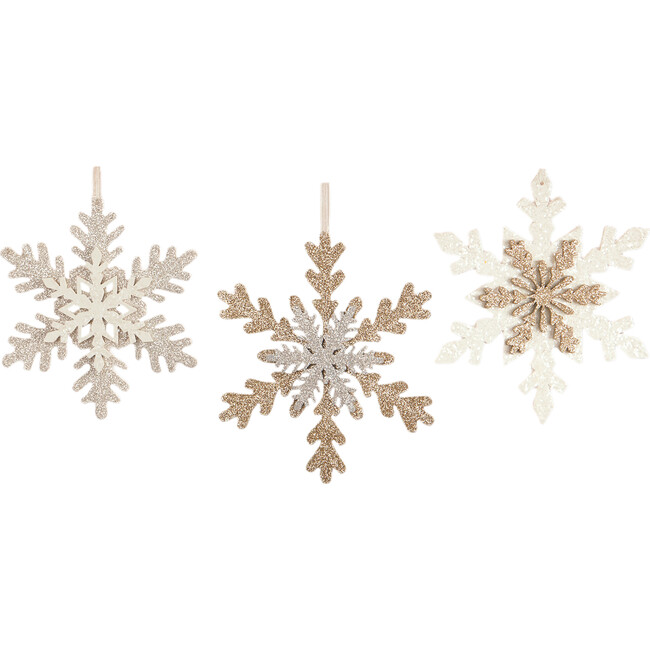 Silver And Gold Snowflake Ornaments, Set of 3