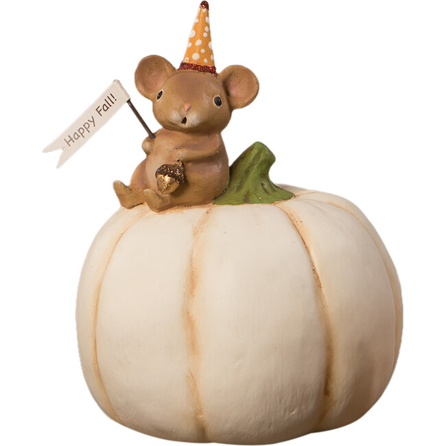 Happy Fall Mouse On Pumpkin