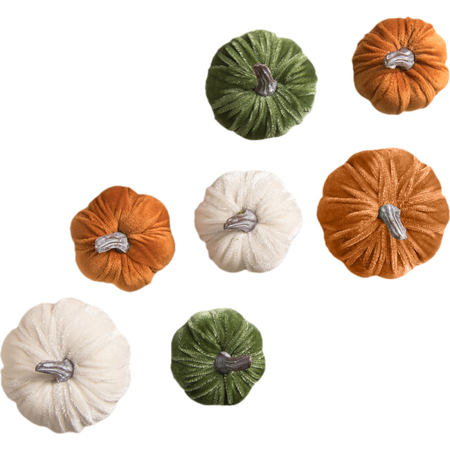 Elegant Velvet Pumpkins, Set of 7