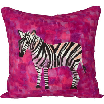 Velveteen Zebra Pillow 18x18, Pink