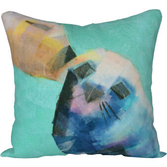 Velveteen Mommy & Baby Seal Pillow 18x18, Turquoise