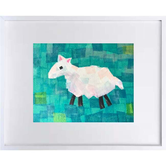 Sheep Print 11x14 Horizontal Frame, Turquoise