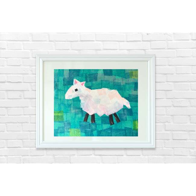 Sheep Print 11x14 Horizontal Frame, Turquoise - Wall Décor - 2
