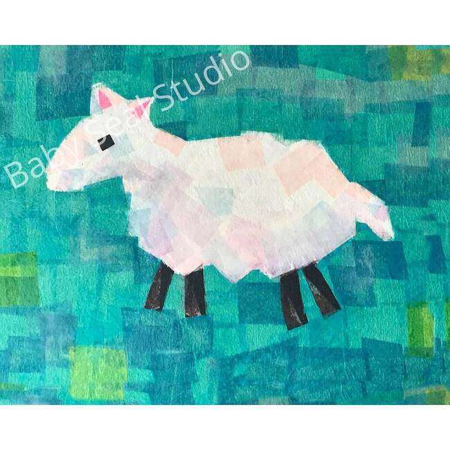 Sheep Print 11x14 Horizontal Frame, Turquoise - Wall Décor - 3