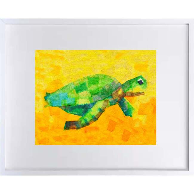 Sea Turtle Print 11x14 Horizontal Frame, Yellow