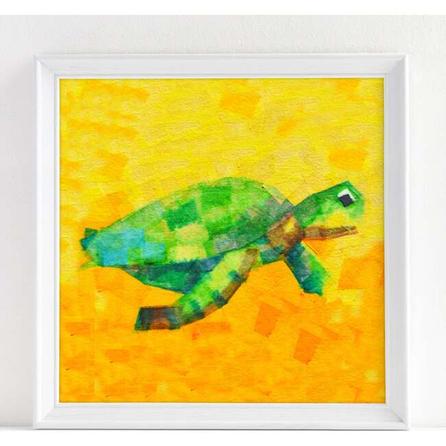 Sea Turtle Print 8x10 Horizontal Frame, Yellow - Wall Décor - 2