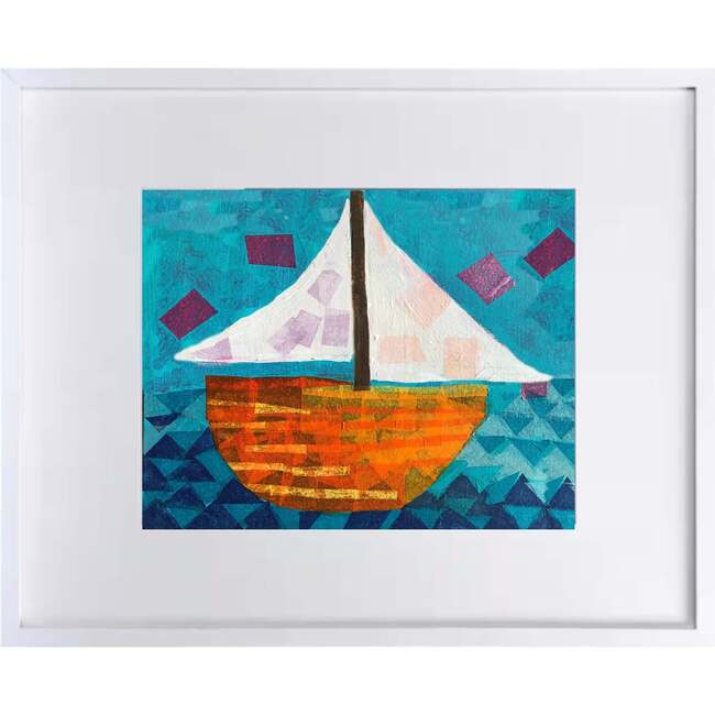 Sailboat Print 11x14 Horizontal Frame, Blue
