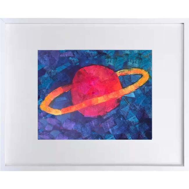 Ringed Planet Print 11x14 Horizontal Frame, Red