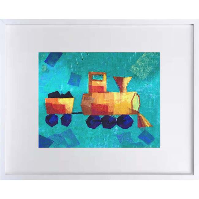 Old Fashioned Steam Train Print 8x10 Horizontal Frame, Blue