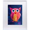 Owl Print 11x14 Vertical Frame, Pink & Blue - Wall Décor - 1 - thumbnail