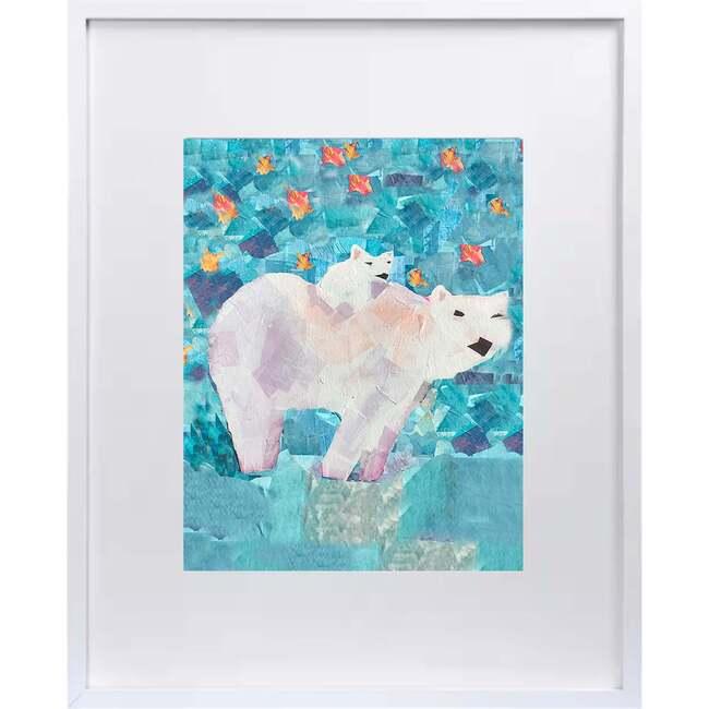 Mommy & Baby Polar Bear Print 8x10 Vertical Frame, Turquoise