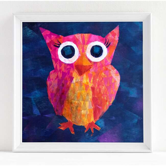 Owl Print 11x14 Vertical Frame, Pink & Blue - Wall Décor - 3