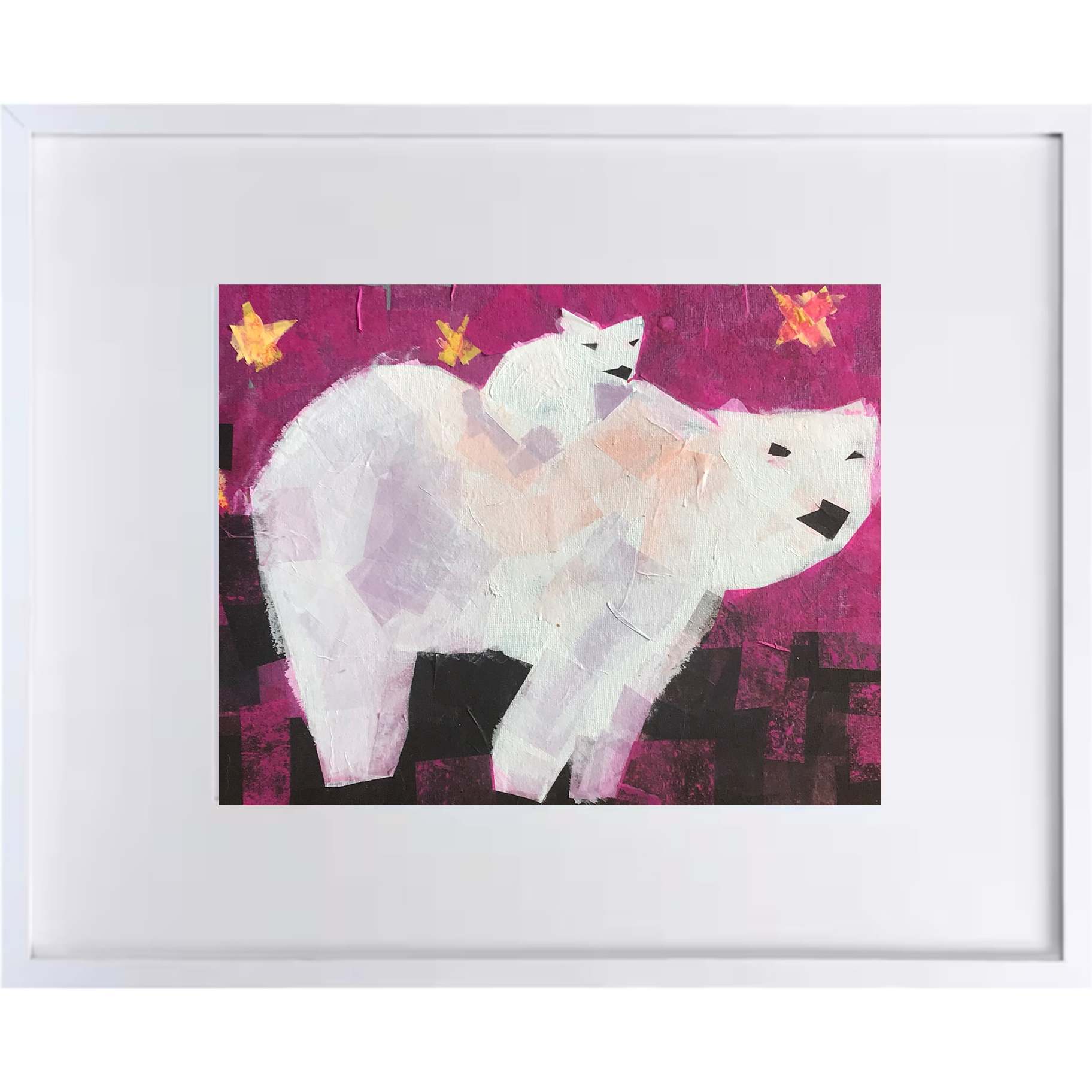 Mommy & Baby Polar Bear Print 11x14 Horizontal Frame, Pink - Wall Décor - 1