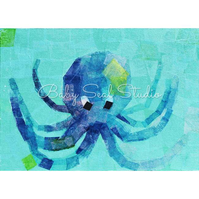 Octopus Picture for Babies & Kids 11x14 Horizontal Frame, Turquoise - Wall Décor - 2