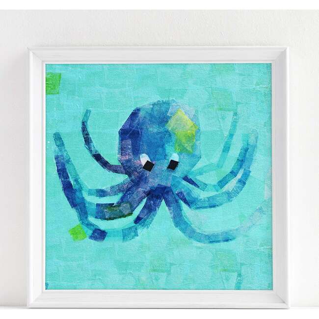 Octopus Picture for Babies & Kids 11x14 Horizontal Frame, Turquoise - Wall Décor - 3