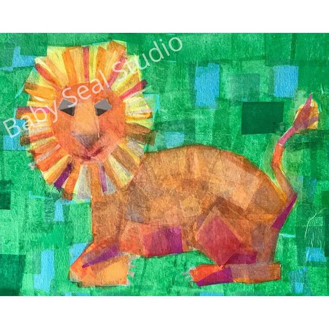 Lion Print 11x14 Horizontal Frame, Green - Wall Décor - 2