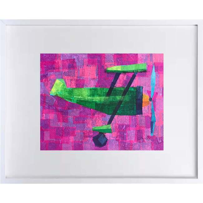 Colorful Airplane Print 11x14 Horizontal Frame, Pink
