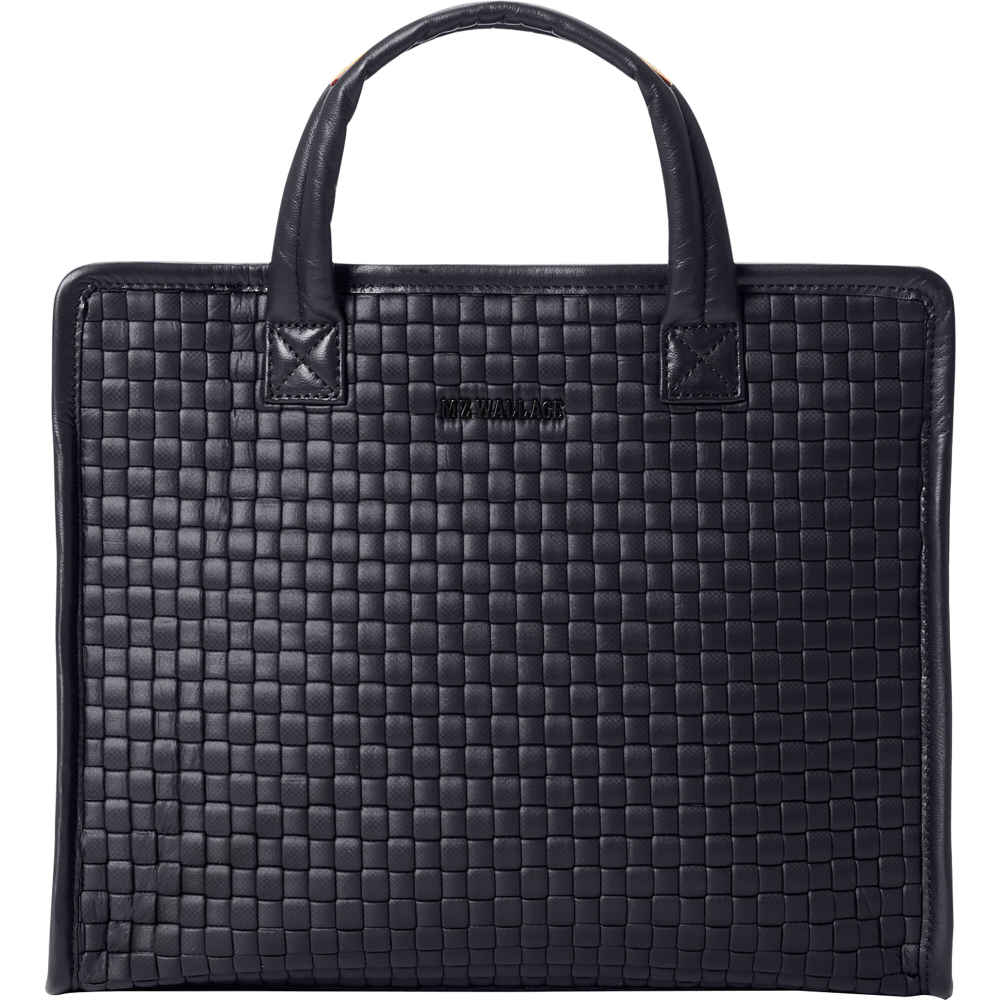 Women's Medium Woven Box Tote, Black - Bags - 1
