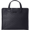 Women's Medium Woven Box Tote, Black - Bags - 1 - thumbnail
