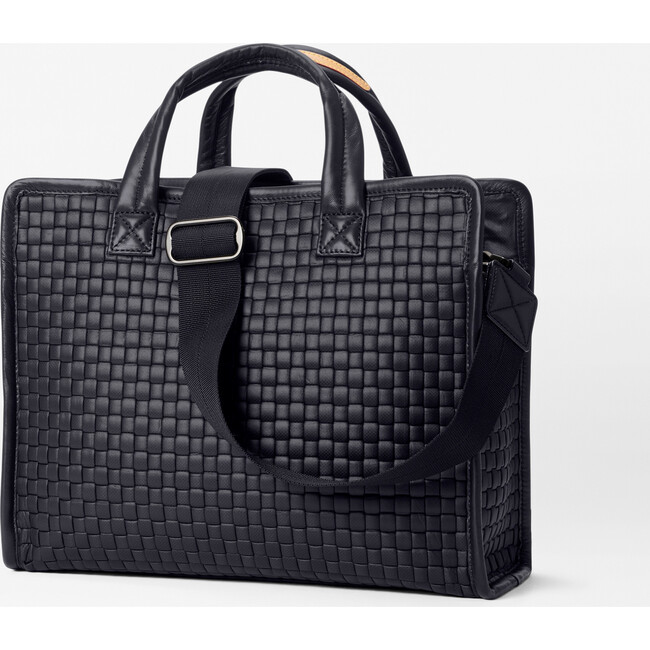 Women's Medium Woven Box Tote, Black - Bags - 3