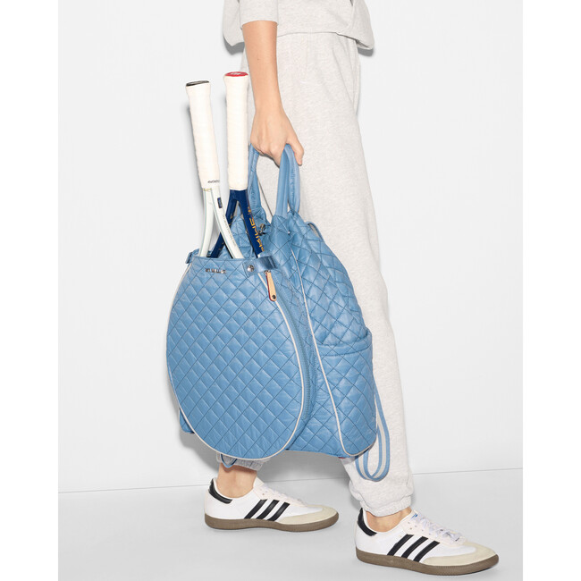 Women's Doubles Tennis Convertible Backpack, Cornflower Blue & Pebble Liquid - Backpacks - 2