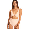 Women's Tess Ribbed Bikini Top, Peach - Two Pieces - 1 - thumbnail
