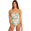 Women's Josie Print One-Piece Swimsuit, Light & Olive Jungle - One Pieces - 1 - thumbnail