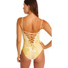 Women's Luna Large Floral Print One-Piece Swimsuit, Lime - One Pieces - 2