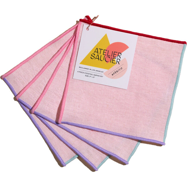 Candy Crush Linen Cocktail Napkin, Set of 4