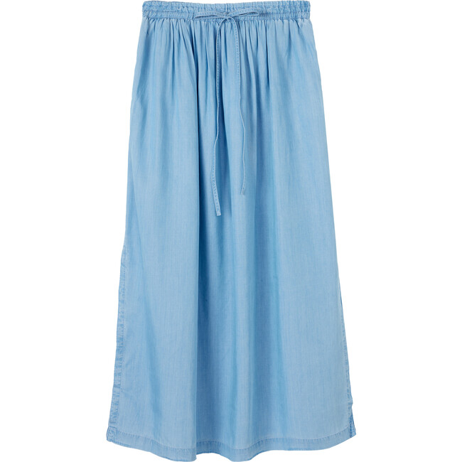 Women's Sky Chambray Double Slit Skirt, Blue