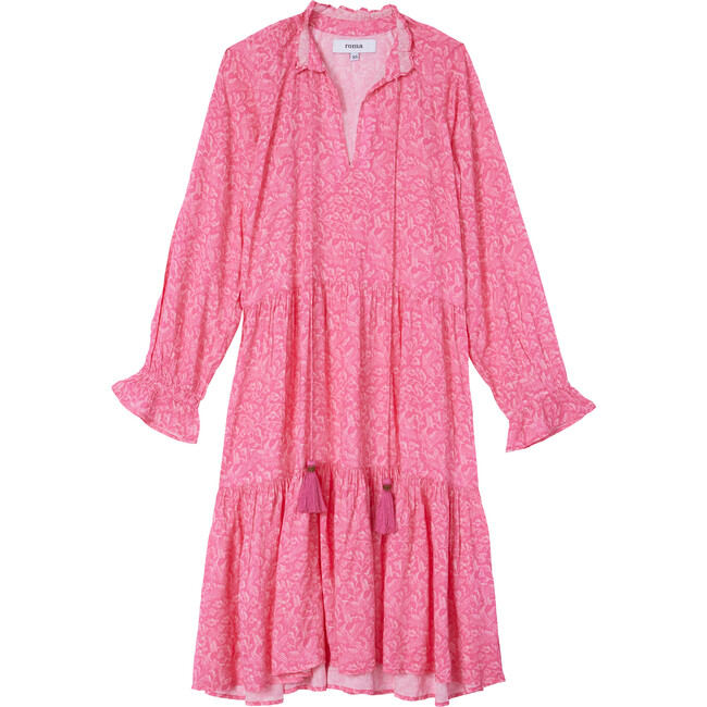 Women's Sienna Summer Forest Print Knee Length Midi Dress, Pink