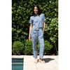 Women's RoRo The Marine Print Mid-Waist Pants, Blue - Pants - 1 - thumbnail