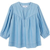 Women's Filippa Chambray Top, Blue - Blouses - 1 - thumbnail